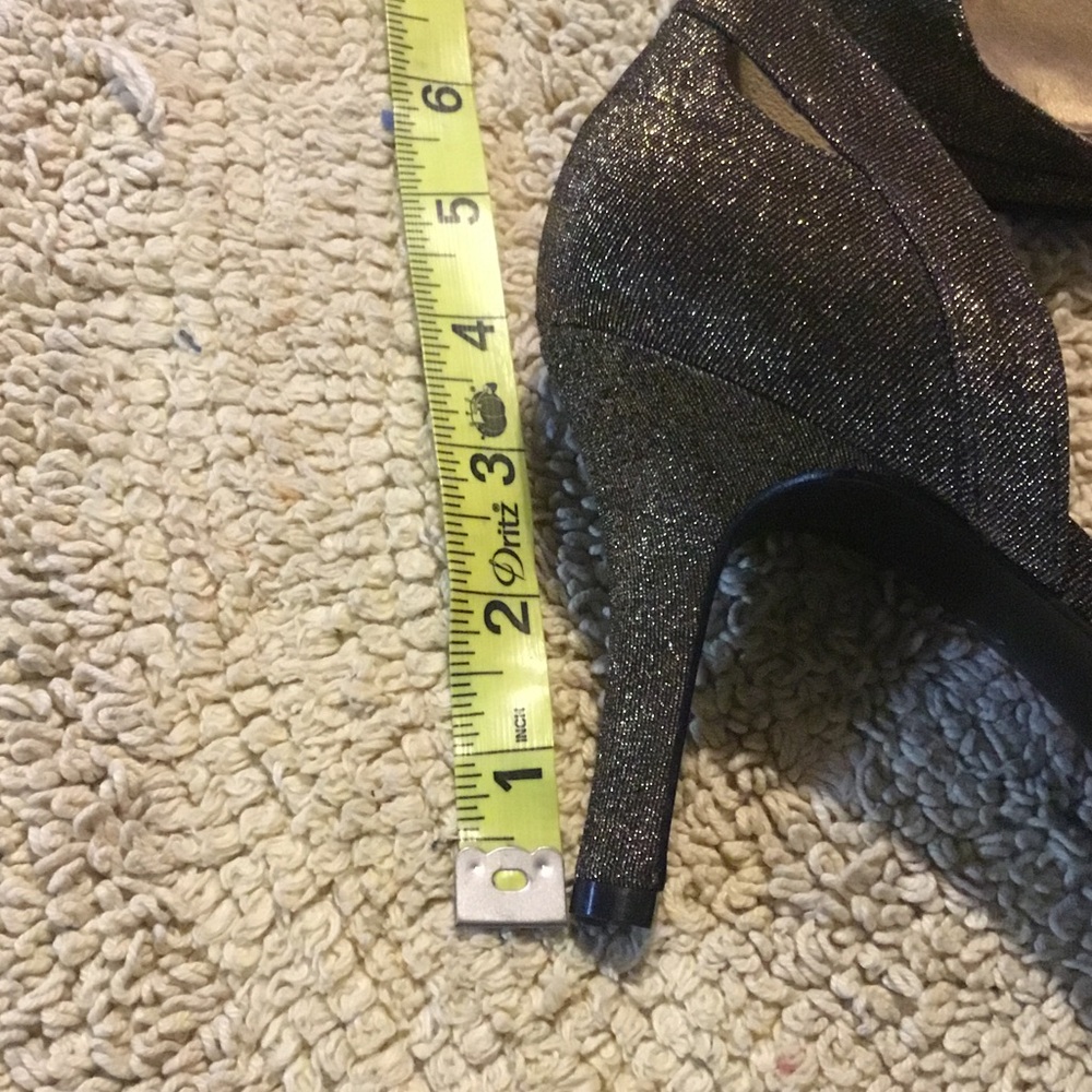 Michelle D Black Glitter Peep-Toe Heels - Picture 10 of 14